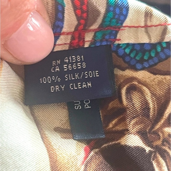 RALPH LAUREN Western Native American Indian Colorful Silk Top Sz Small Rare New! - Picture 11 of 12